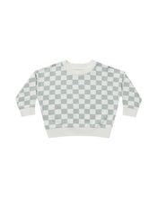 Load image into Gallery viewer, Terry Crewneck - Light Blue Check