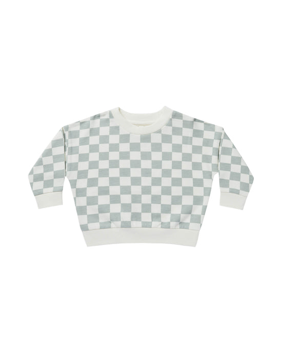 Terry Crewneck - Light Blue Check