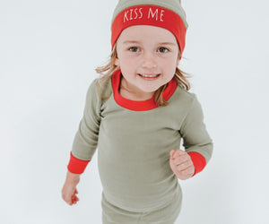 L'ovedbaby Organic Holiday Kids Long Sleeve Set - Mistletoe