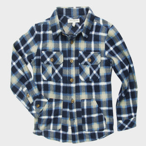 appaman - Snow Fleece Shirt - Blue / Tan Plaid