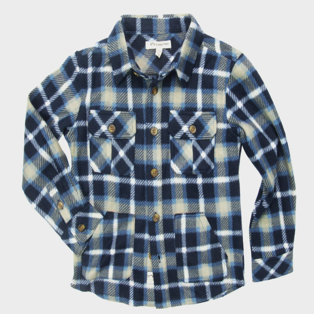 appaman - Snow Fleece Shirt - Blue / Tan Plaid