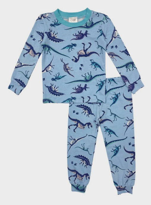 Esme - Blue Fossil Full Length Long Sleeve Pajamas