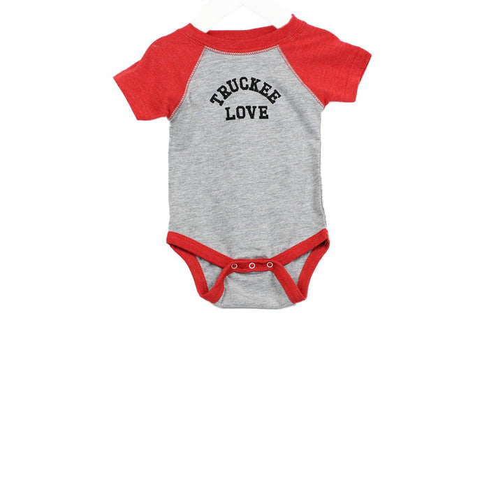 Truckee Love Onesie Baseball T - Red/Grey