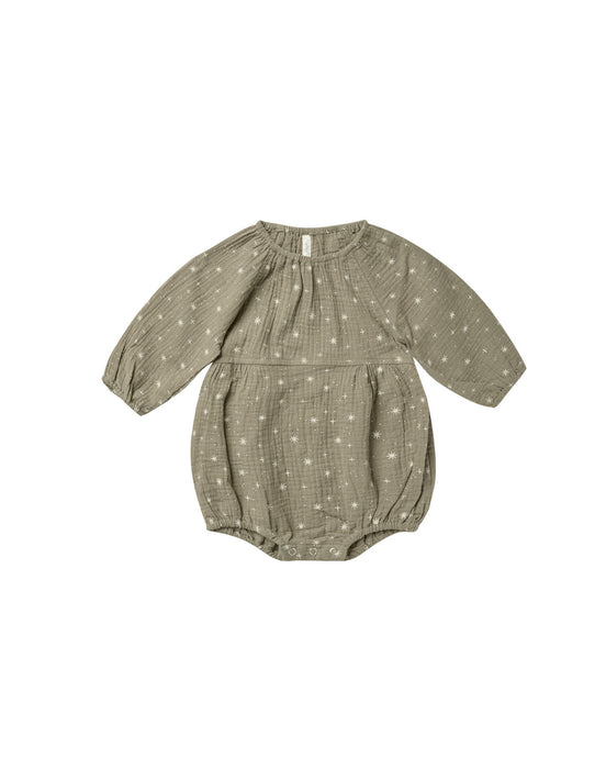 Rylee + Cru - Stars Longsleeve Bubble Romper - Olive