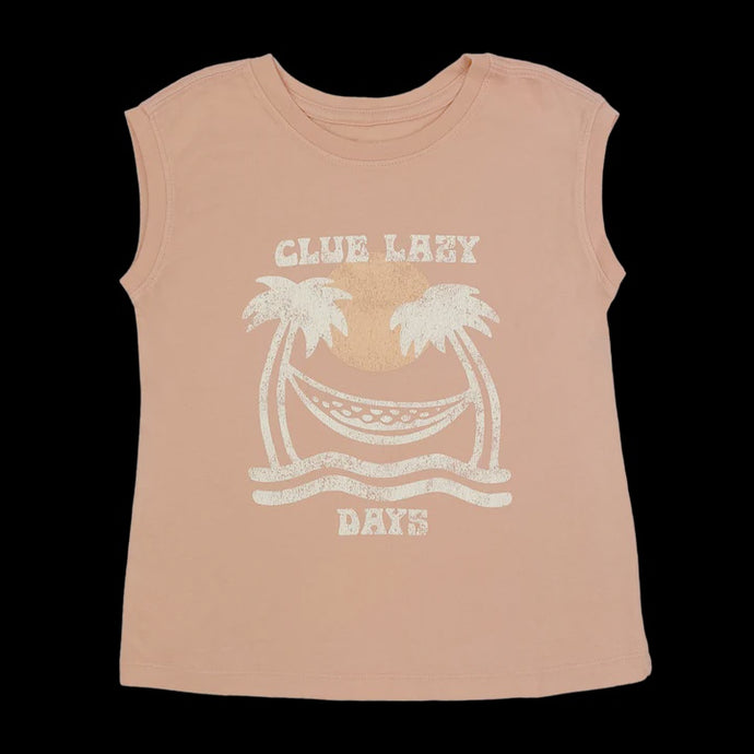 Tiny Whales - Lazy Days Boxy Muscle Tank - Coral