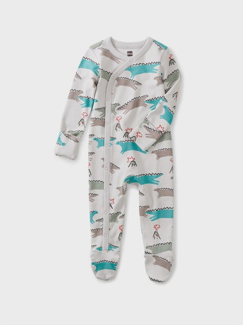 Tea Collection - Footed Baby Romper - Dancing  Dinosaurs