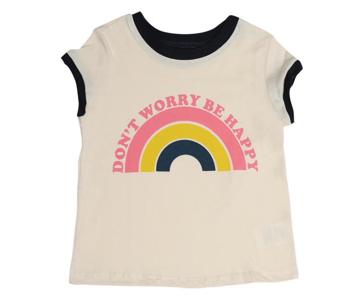 Tiny Whales - Don't Worry Ringer Tee - Natural