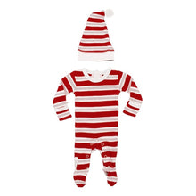 Load image into Gallery viewer, Organic Overall &amp; Cap Set - Peppermint Stripe