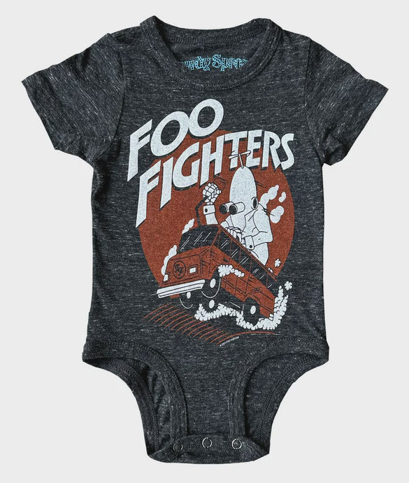 Rowdy Sprouts - Foo Fighters Short Sleeve Onesie - Tri Black