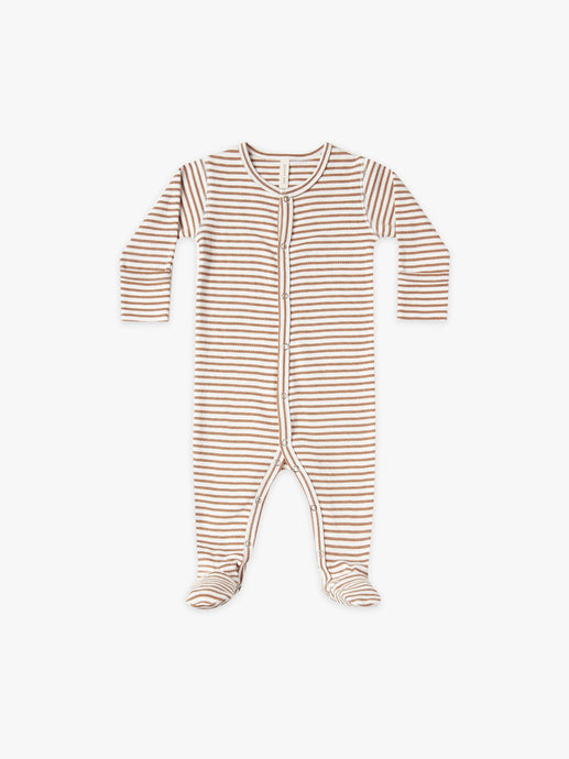 Organic Full Snap Footie - Rust Stripe