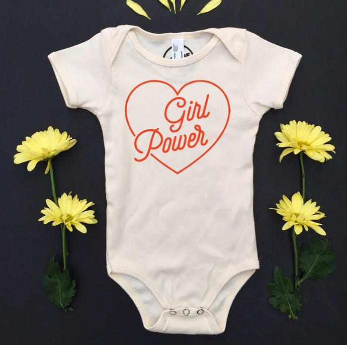 Savage Seeds - GIRL POWER - Organic Onesie Bodysuit - Natural White