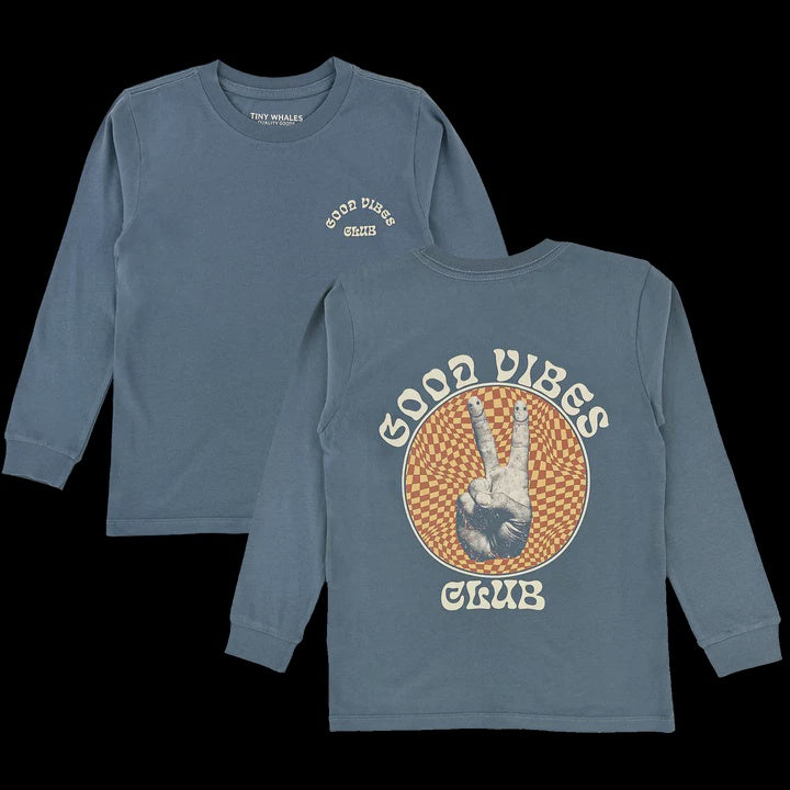 Tiny Whales - Good Vibes Club - Long Sleeve Shirt - Navy