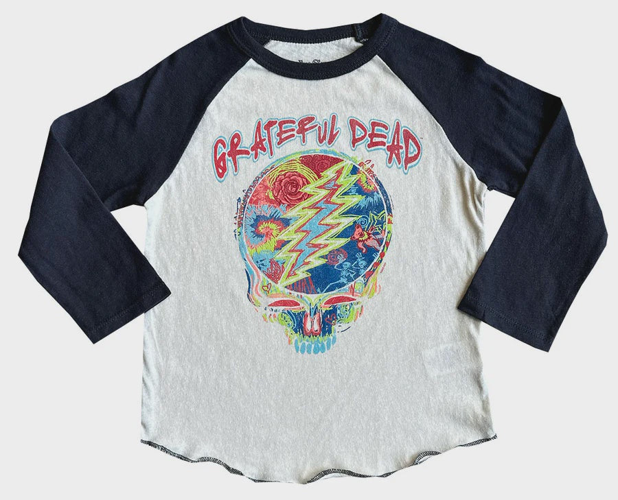 Rowdy Sprout - Grateful Dead Recycled Raglan Tee - Cream/Off Black