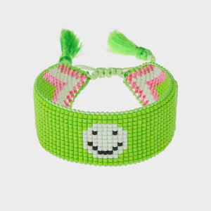 Hart - Green SMILEY Beaded Bracelet