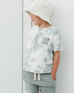 Rylee + Crew - Raw Edge Tee - Surfy - Aqua Tie Dye