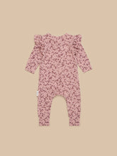 Load image into Gallery viewer, Huxbaby - Organic Flower Bear Zip Romper - Dusty Plum