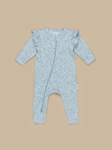 Huxbaby - Organic Floral Bunnies Zip Romper - Frozen