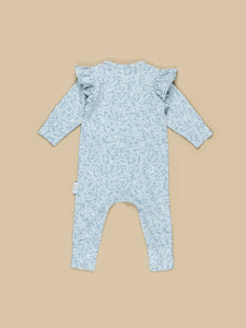 Huxbaby - Organic Floral Bunnies Zip Romper - Frozen