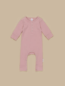 Huxbaby - Organic Dusty Rose Rib Romper - Dusty Rose