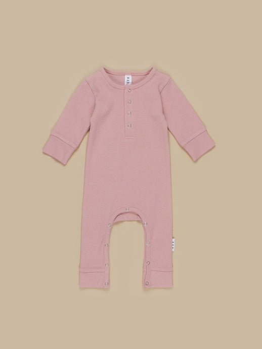 Huxbaby - Organic Dusty Rose Rib Romper - Dusty Rose