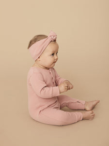 Huxbaby - Organic Dusty Rose Rib Romper - Dusty Rose