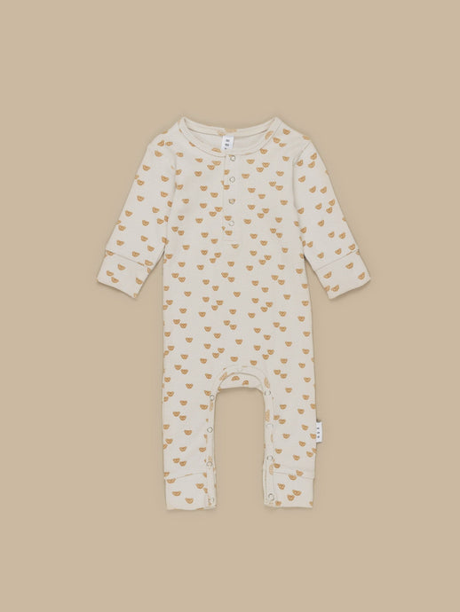 Huxbaby - Organic Beary Cute Rib Romper - Almond