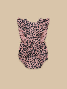 Huxbaby - Leopard Frill Playsuit - Dusty Rose