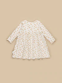 Huxbaby - Organic Beary Cute Rib Dress - Almond