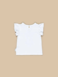 Huxbaby - Organic Heart Eyes Frill T-Shirt - White