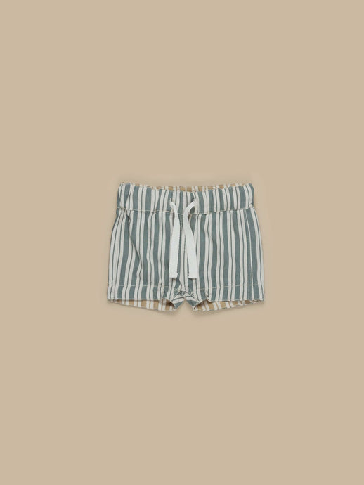 Huxbaby - Stripe Reversible Short - Light Spruce + Amber Stripe