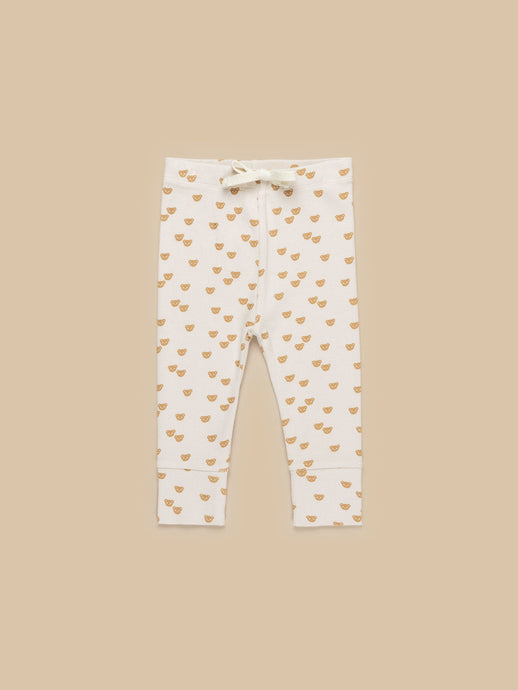 Huxbaby - Organic Beary Cute Rib Legging - Almond