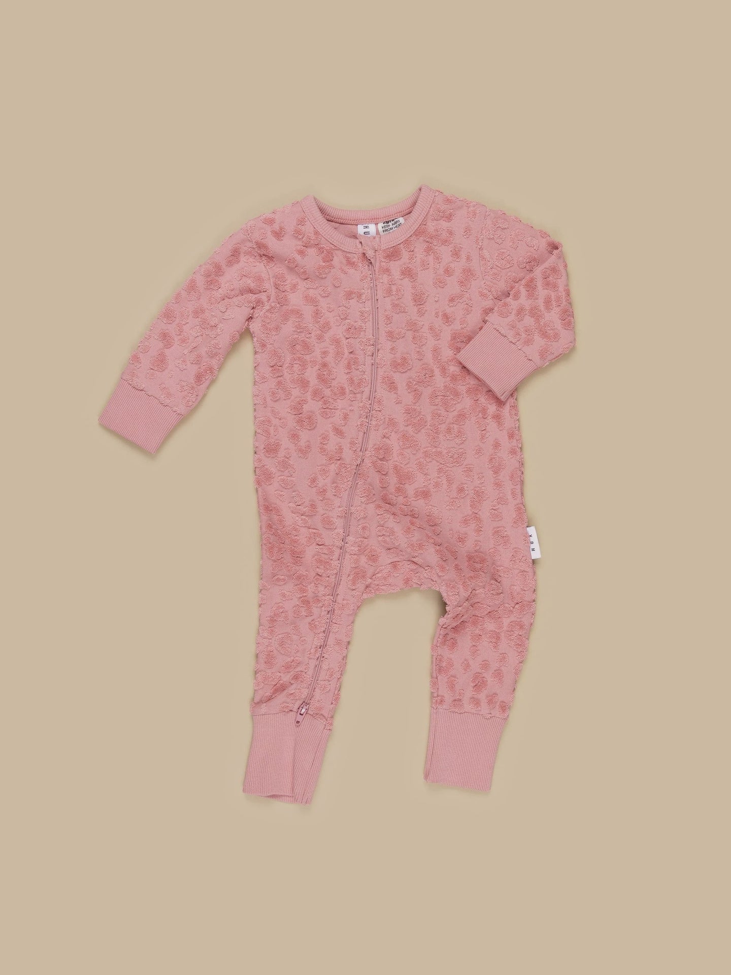 Huxbaby - Organic Dusty Rose Terry Zip Romper - Dusty Rose