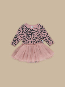 Huxbaby - Leopard Rib Ballet Onesie - Dusty Rose