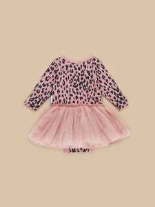 Huxbaby - Leopard Rib Ballet Onesie - Dusty Rose