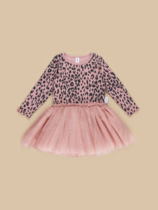 Huxbaby - Leopard Rib Ballet Dress - Dusty Rose