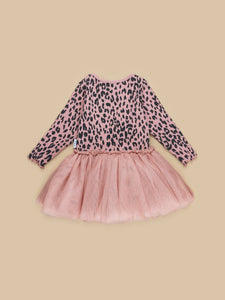 Huxbaby - Leopard Rib Ballet Dress - Dusty Rose