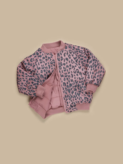 Huxbaby - Leopard Reversible Bomber - Dusty Rose