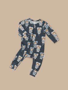 Huxbaby - Organic Astro Bear Zip Romper - Astro Bear Print