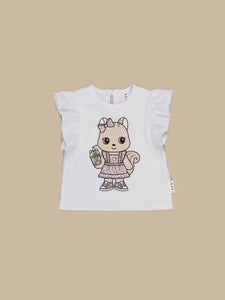 Huxbaby - Organic Cheery Chipmunk Frill Tee - White