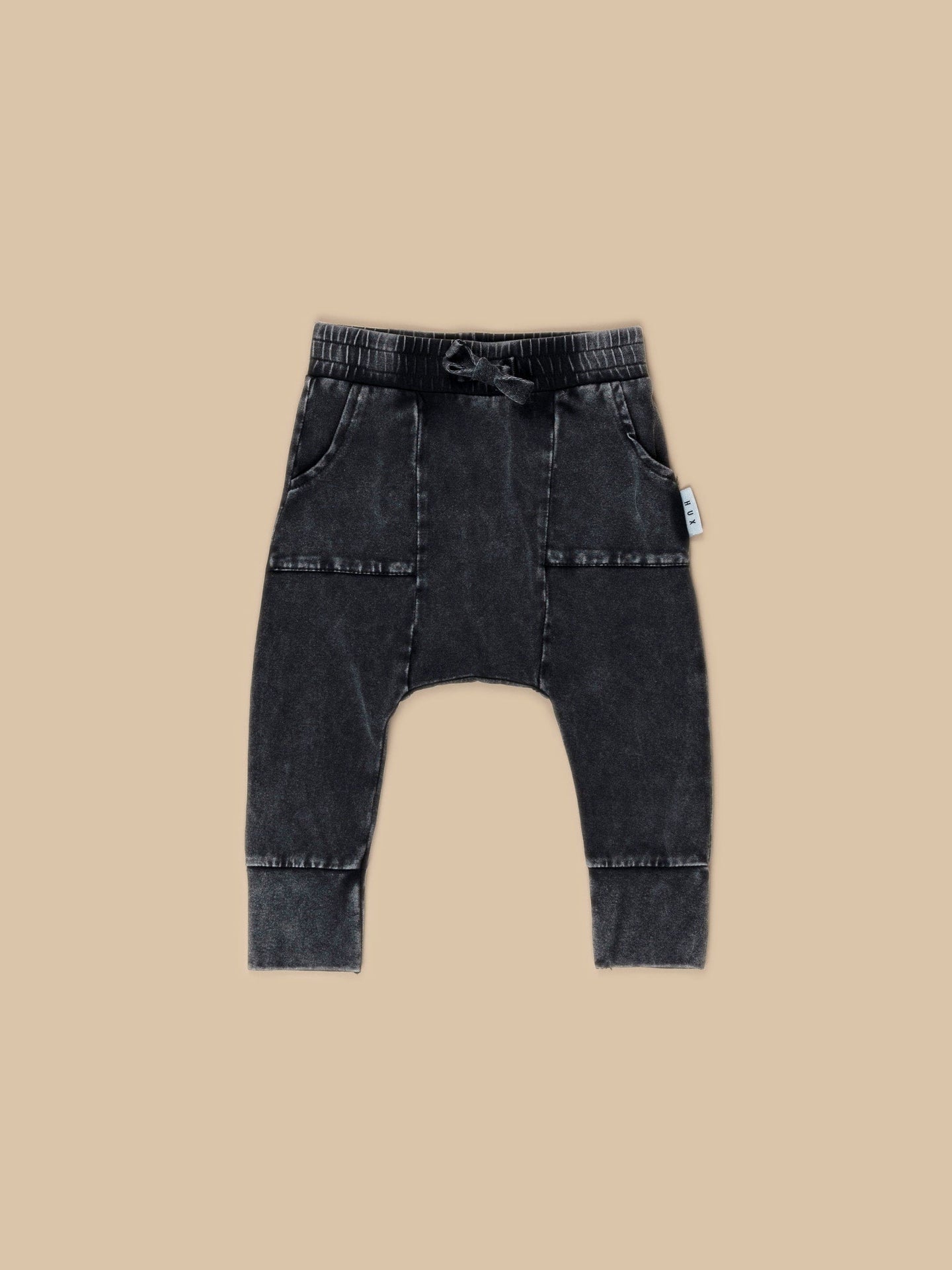Huxbaby - Organic Vintage Jersey Pocket Drop Crotch Pant - Vintage Black