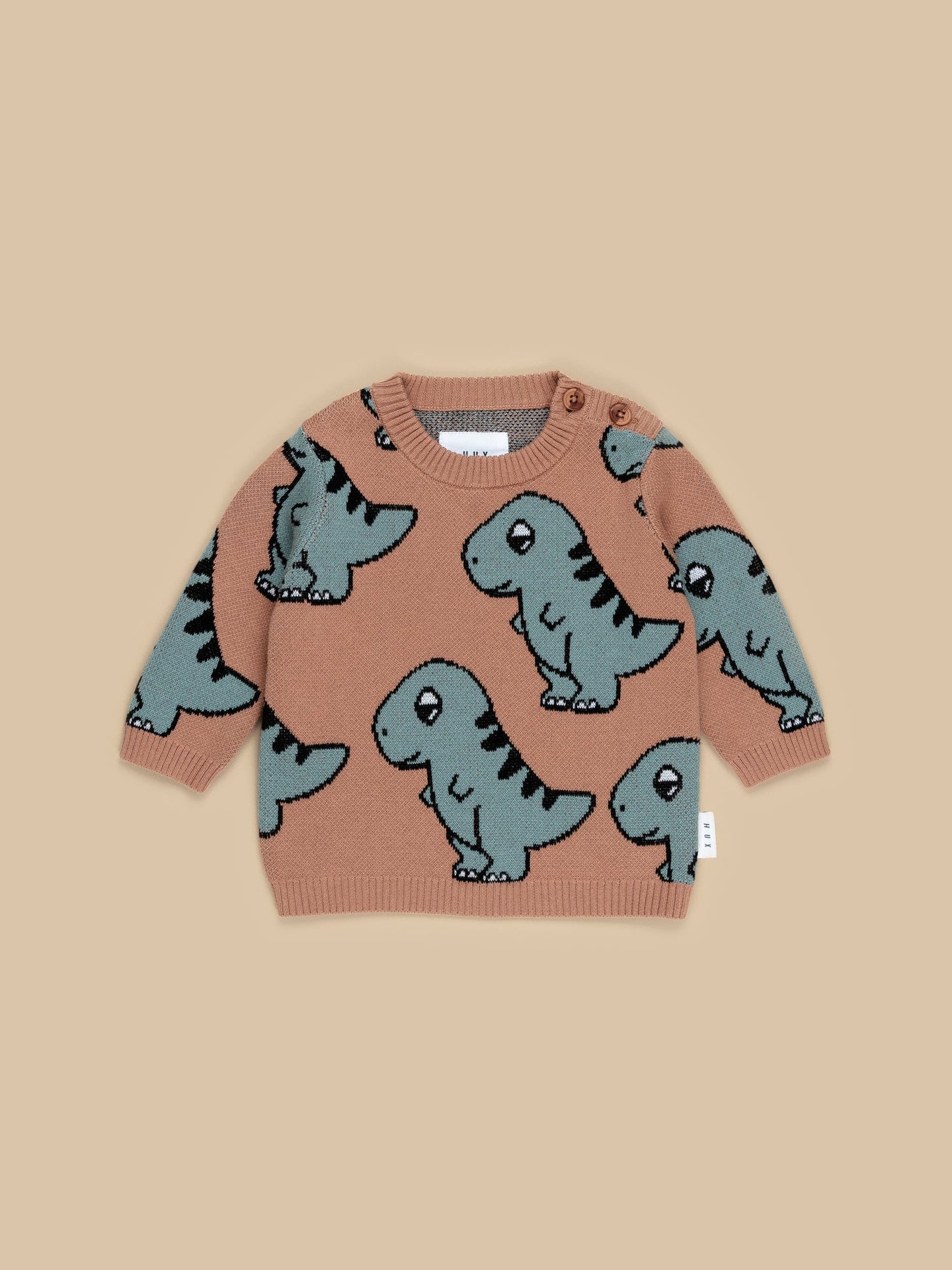 Huxbaby - Organic B-Ball Dino Knit Jumper - Dino Jacquard