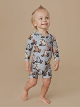 Load image into Gallery viewer, Huxbaby - Dino Racer Long Sleeve Zip Shortie Swimsuit