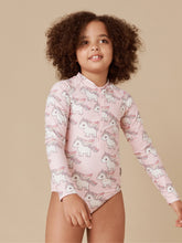 Load image into Gallery viewer, Huxbaby - Unicorn Long Sleeve Zip Swimsuit - Rose