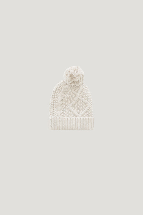 Cable Knit Hat - Oatmeal Marle