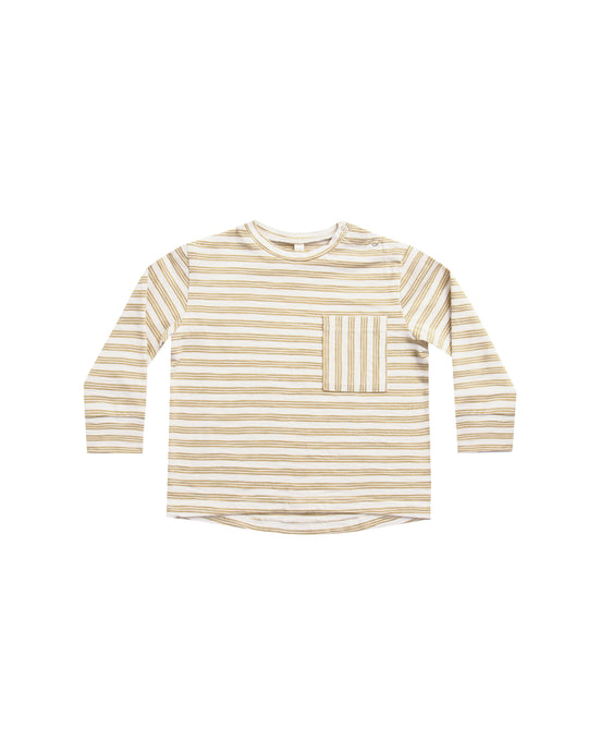 Rylee + Cru - Gold Stripe Longsleeve Skater Tee - Ivory