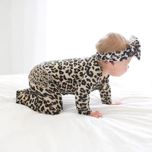 Load image into Gallery viewer, Posh Peanut - Lana Leopard Tan - Footie Ruffled Zippered One Piece