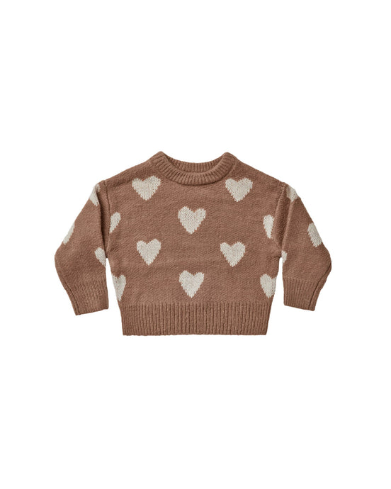 Rylee + Cru - Knit Pullover - Hearts - Mocha
