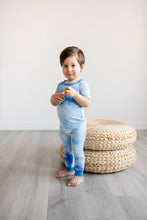 Load image into Gallery viewer, Little Sleepies - Blue Watercolor Two-Piece Short Sleeve Pajama Set