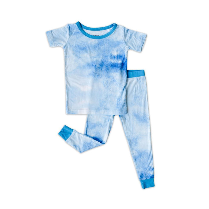 Little Sleepies - Blue Watercolor Two-Piece Short Sleeve Pajama Set