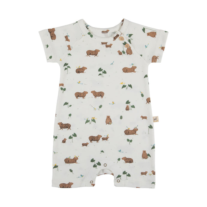 Red Caribou Organic Short Sleeve Jumpsuit - Pally Capybara